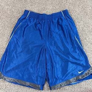 Vintage Nike Mesh Basketball Shorts Blue Swoosh Athletic Mens XL EUC